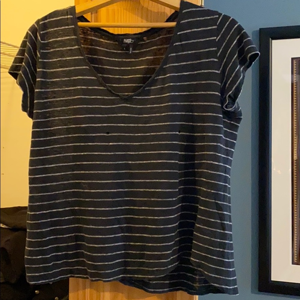 Distressed Black and white striped oversized tee